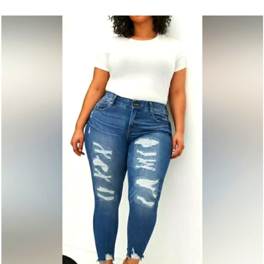 Torrid Blue Ripped Skinny Jeans